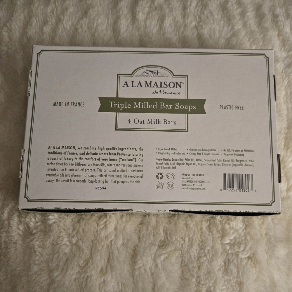 A La Maison Triple Milled Oat Milk Bar Soaps Box/4 Bars - Picture 3 of 7